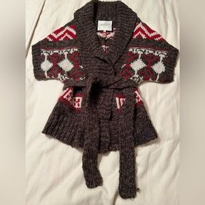 🏄‍♀️Abercrombie & Fitch🏄 Fair Isle Chunky Belted Shawl Collar Cardigan Small